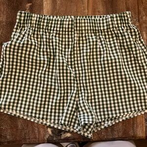 green plaid boxer shorts